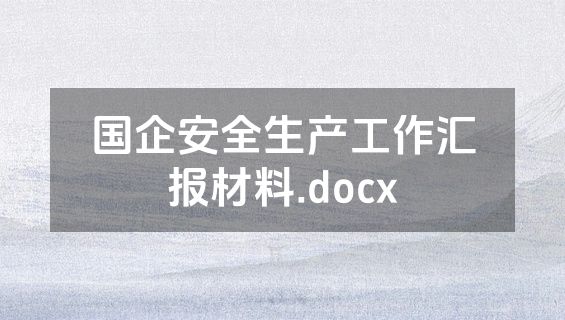 国企安全生产工作汇报材料.docx