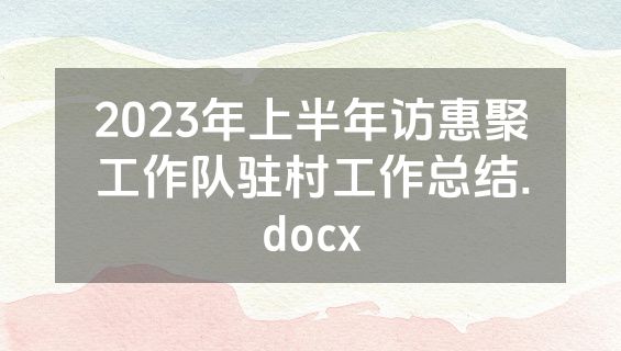 2023年上半年访惠聚工作队驻村工作总结.docx