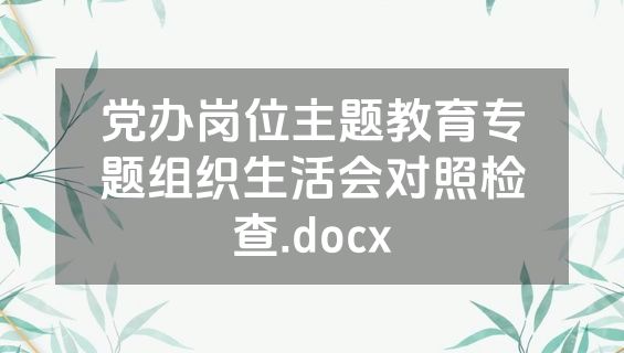 党办岗位主题教育专题组织生活会对照检查.docx