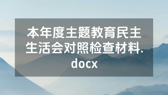 本年度主题教育民主生活会对照检查材料.docx