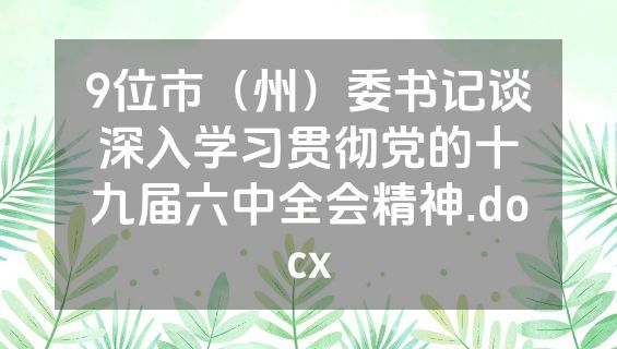 9位市（州）委书记谈深入学习贯彻党的十九届六中全会精神.docx