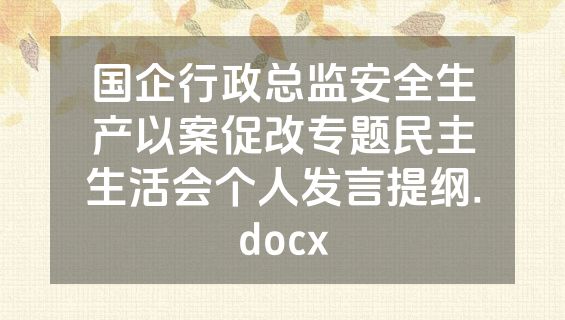 国企行政总监安全生产以案促改专题民主生活会个人发言提纲.docx
