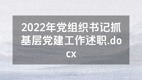 2022年党组织书记抓基层党建工作述职.docx