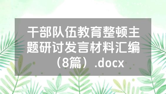干部队伍教育整顿主题研讨发言材料汇编（8篇）.docx