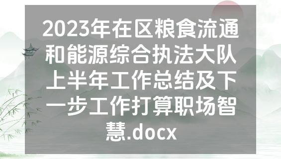 2023年在区粮食流通和能源综合执法大队上半年工作总结及下一步工作打算职场智慧.docx