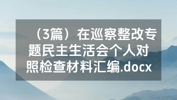 （3篇）在巡察整改专题民主生活会个人对照检查材料汇编.docx