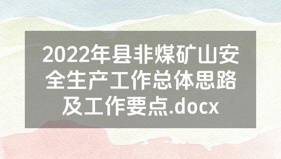 2022年县非煤矿山安全生产工作总体思路及工作要点.docx