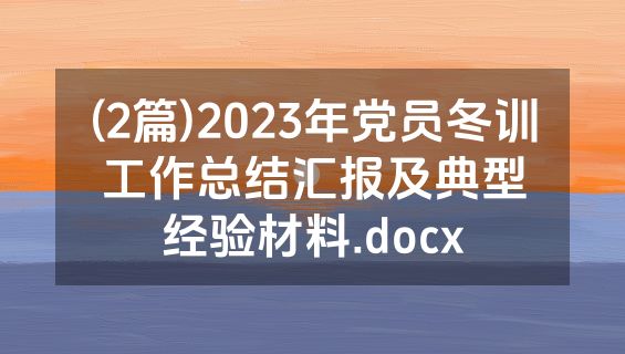(2篇)2023年党员冬训工作总结汇报及典型经验材料.docx