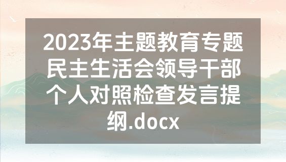 2023年主题教育专题民主生活会领导干部个人对照检查发言提纲.docx