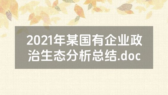 2021年某国有企业政治生态分析总结.doc