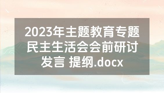 2023年主题教育专题民主生活会会前研讨发言 提纲.docx