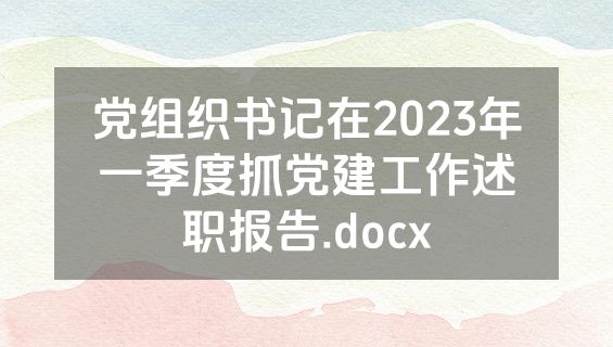 党组织书记在2023年一季度抓党建工作述职报告.docx