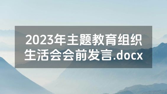2023年主题教育组织生活会会前发言.docx