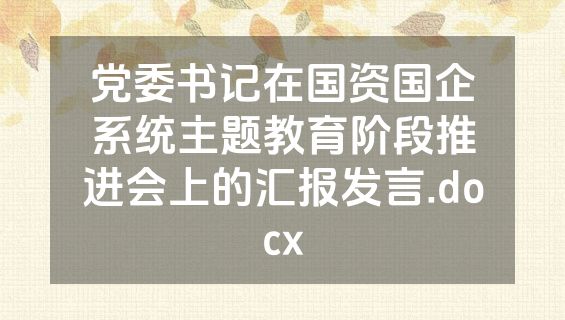 党委书记在国资国企系统主题教育阶段推进会上的汇报发言.docx
