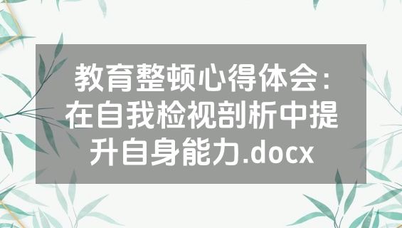 教育整顿心得体会：在自我检视剖析中提升自身能力.docx