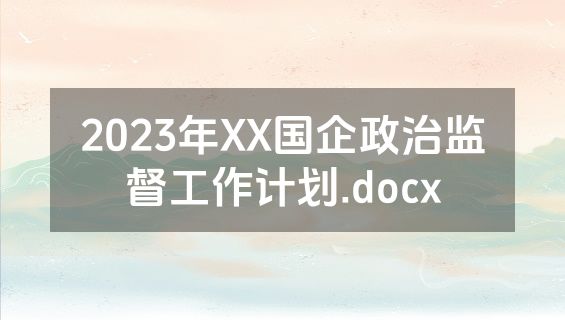 2023年XX国企政治监督工作计划.docx