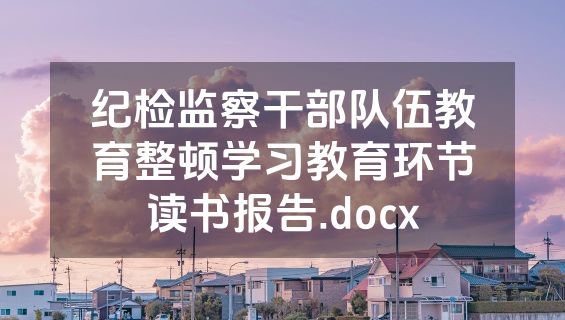 纪检监察干部队伍教育整顿学习教育环节读书报告.docx