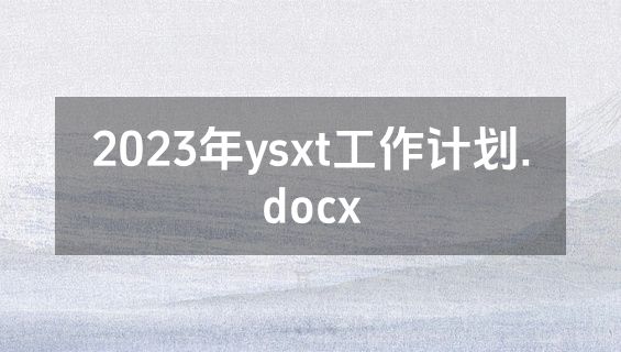 2023年ysxt工作计划.docx