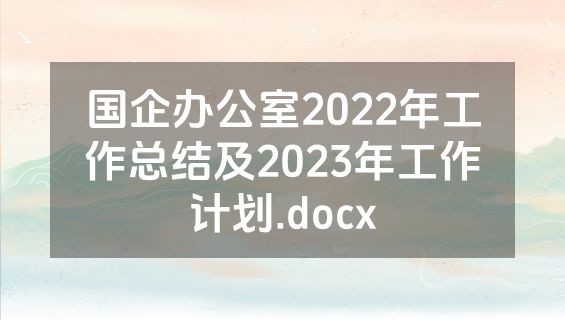 国企办公室2022年工作总结及2023年工作计划.docx