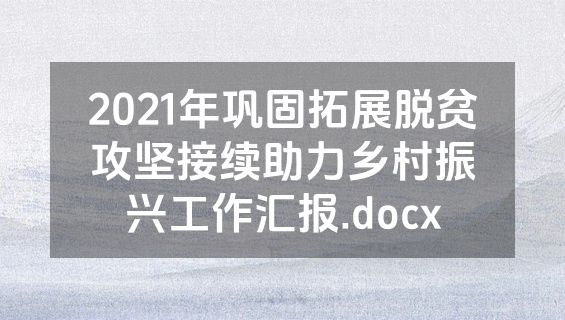 2021年巩固拓展脱贫攻坚接续助力乡村振兴工作汇报.docx