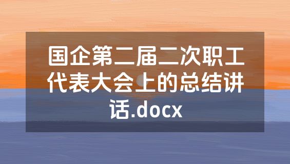 国企第二届二次职工代表大会上的总结讲话.docx