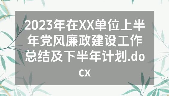 2023年在XX单位上半年党风廉政建设工作总结及下半年计划.docx