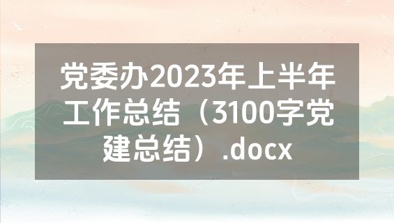 党委办2023年上半年工作总结（3100字党建总结）.docx