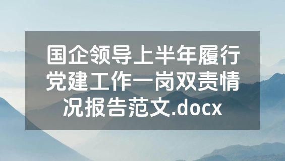 国企领导上半年履行党建工作一岗双责情况报告范文.docx