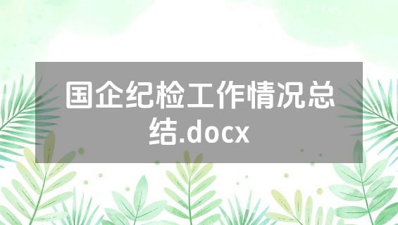 国企纪检工作情况总结.docx