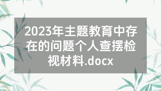 2023年主题教育中存在的问题个人查摆检视材料.docx
