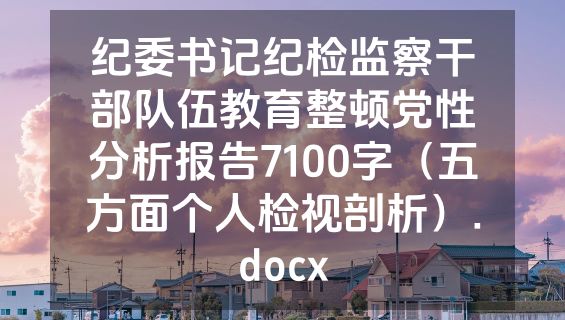 纪委书记纪检监察干部队伍教育整顿党性分析报告7100字（五方面个人检视剖析）.docx