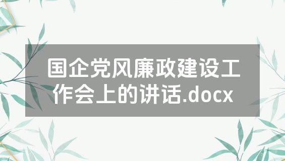 国企党风廉政建设工作会上的讲话.docx
