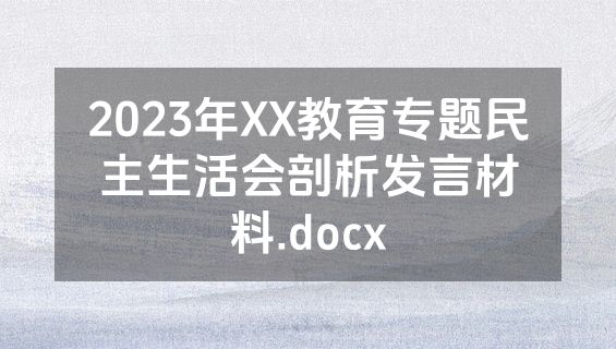 2023年XX教育专题民主生活会剖析发言材料.docx
