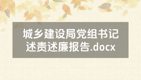 城乡建设局党组书记述责述廉报告.docx