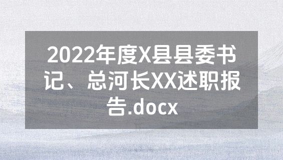 2022年度X县县委书记、总河长XX述职报告.docx