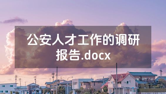 公安人才工作的调研报告.docx