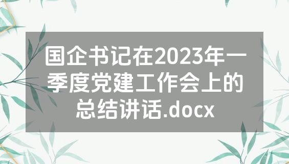 国企书记在2023年一季度党建工作会上的总结讲话.docx