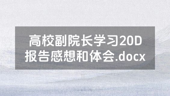 高校副院长学习20D报告感想和体会.docx