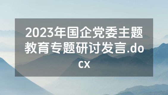 2023年国企党委主题教育专题研讨发言.docx