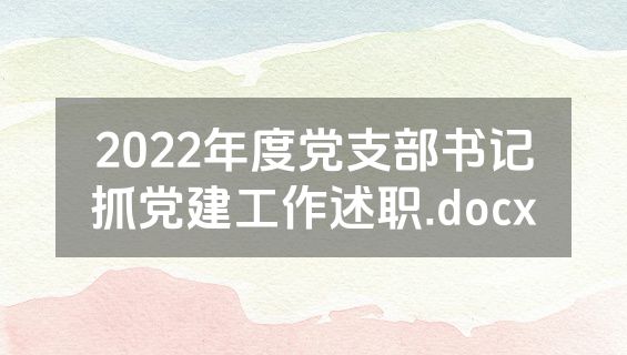 2022年度党支部书记抓党建工作述职.docx