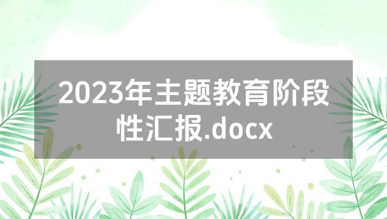 2023年主题教育阶段性汇报.docx