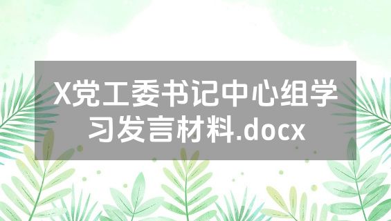 X党工委书记中心组学习发言材料.docx