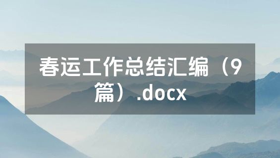 春运工作总结汇编（9篇）.docx
