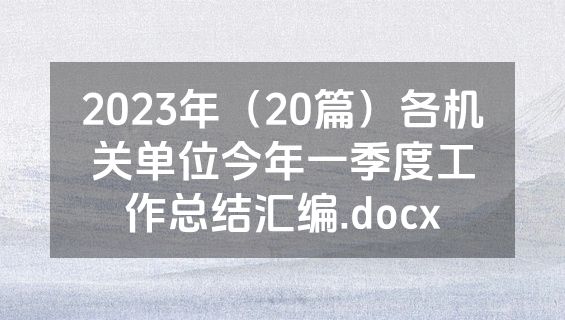 2023年（20篇）各机关单位今年一季度工作总结汇编.docx