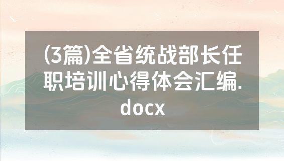 (3篇)全省统战部长任职培训心得体会汇编.docx