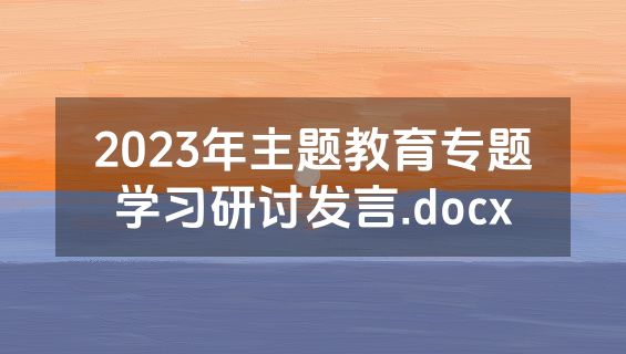 2023年主题教育专题学习研讨发言.docx