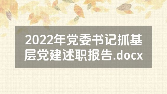 2022年党委书记抓基层党建述职报告.docx
