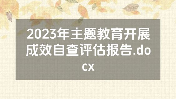 2023年主题教育开展成效自查评估报告.docx