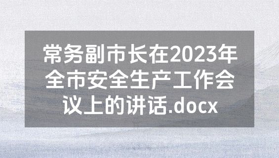 常务副市长在2023年全市安全生产工作会议上的讲话.docx