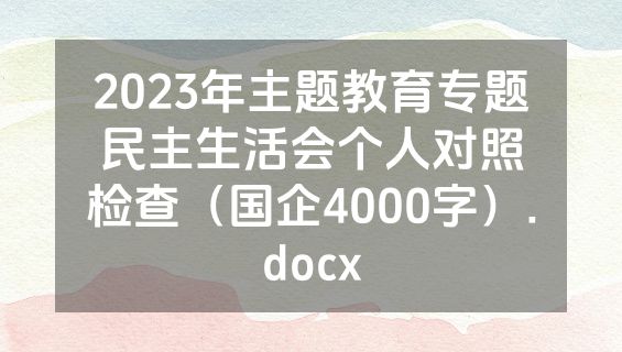 2023年主题教育专题民主生活会个人对照检查（国企4000字）.docx